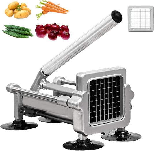 Commercial French Fry Cutter Heavy Duty Potato Slicer with 3/8&1/4&1/2 Inch Blade, Stainless Steel Potato Chopper French Fries Cutter with Suction Feet for Potato Carrot Yam Cucumbers