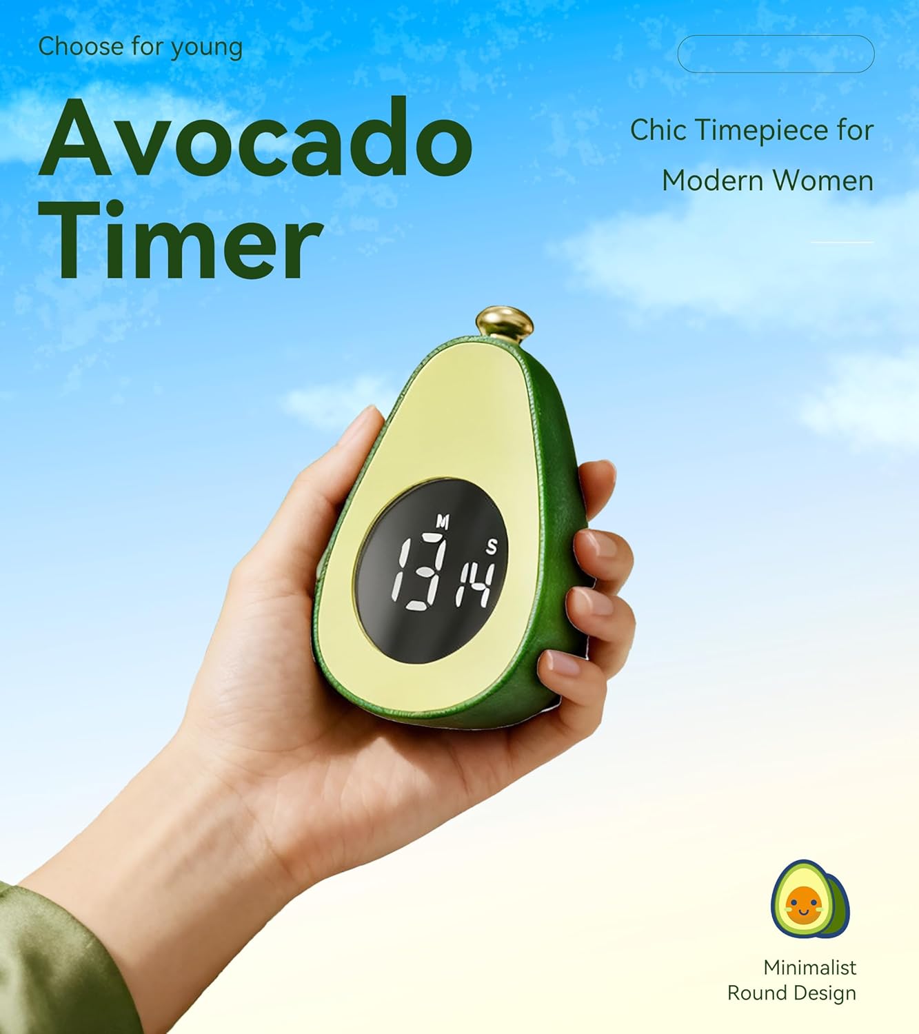 Digital Visual Timer Kitchen Timer for Yoga, Exercise, 99-Minute Silent Countdown, Time Management Tool with Pause Function (Avocado)