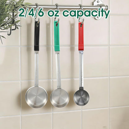6 Pcs Portion Control Serving Spoons, 3 Size Portion Control Spoons Ladle Scoops Stainless Steel Proportion Manage Slotted and Unslotted Scoops for Weight Loss Kitchen