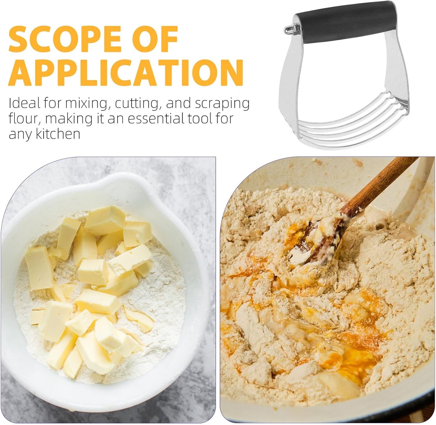 COHEALI Heavy Duty Stainless Steel Dough Blender Pastry Cutter Butter Mixer for Baking Effortless Flour Mixing and Scraping Tool Kitchen Essential for Home and Professional Bakers