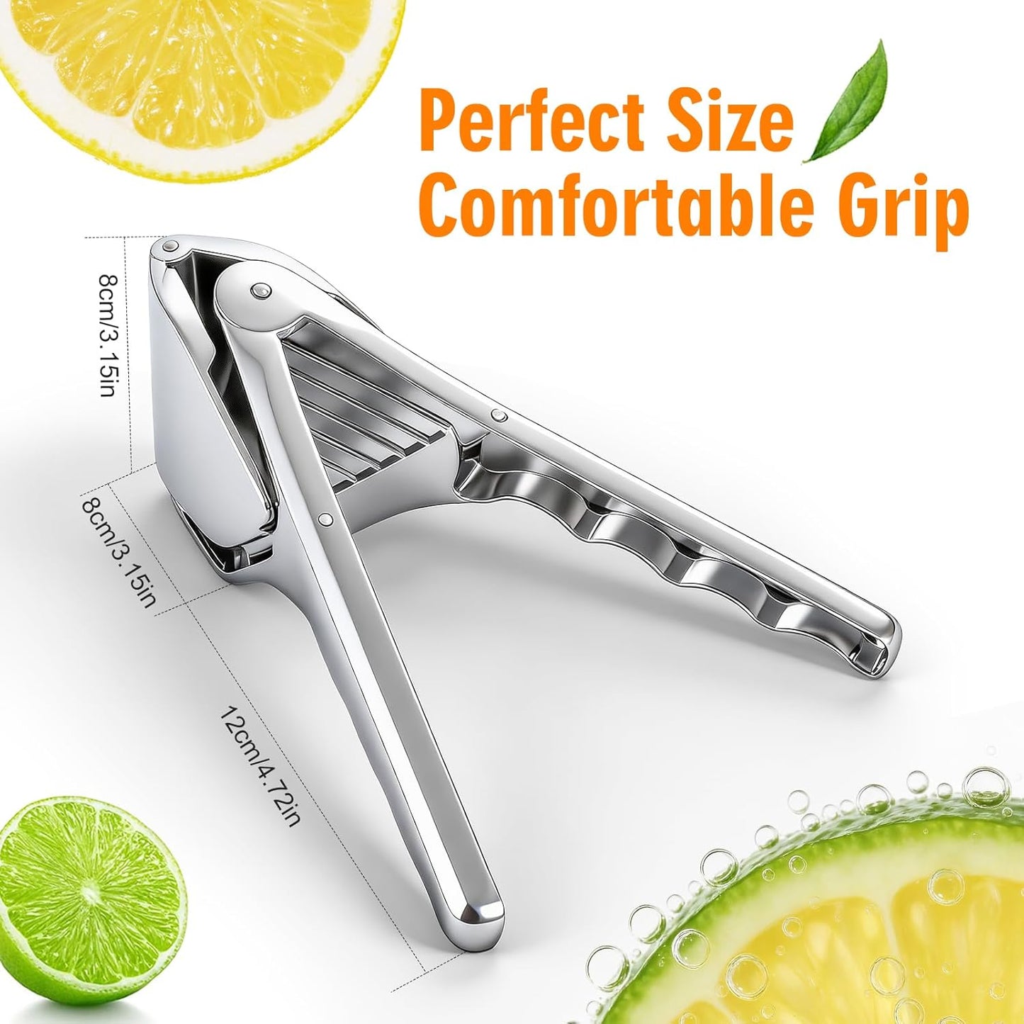 Lemon Squeezer, Stainless Steel Lemon Juicer, Manual Juicer for Lemon Citrus Lime, Foldable Handheld Citrus Squeezer with Seed-Strainer (Silver)