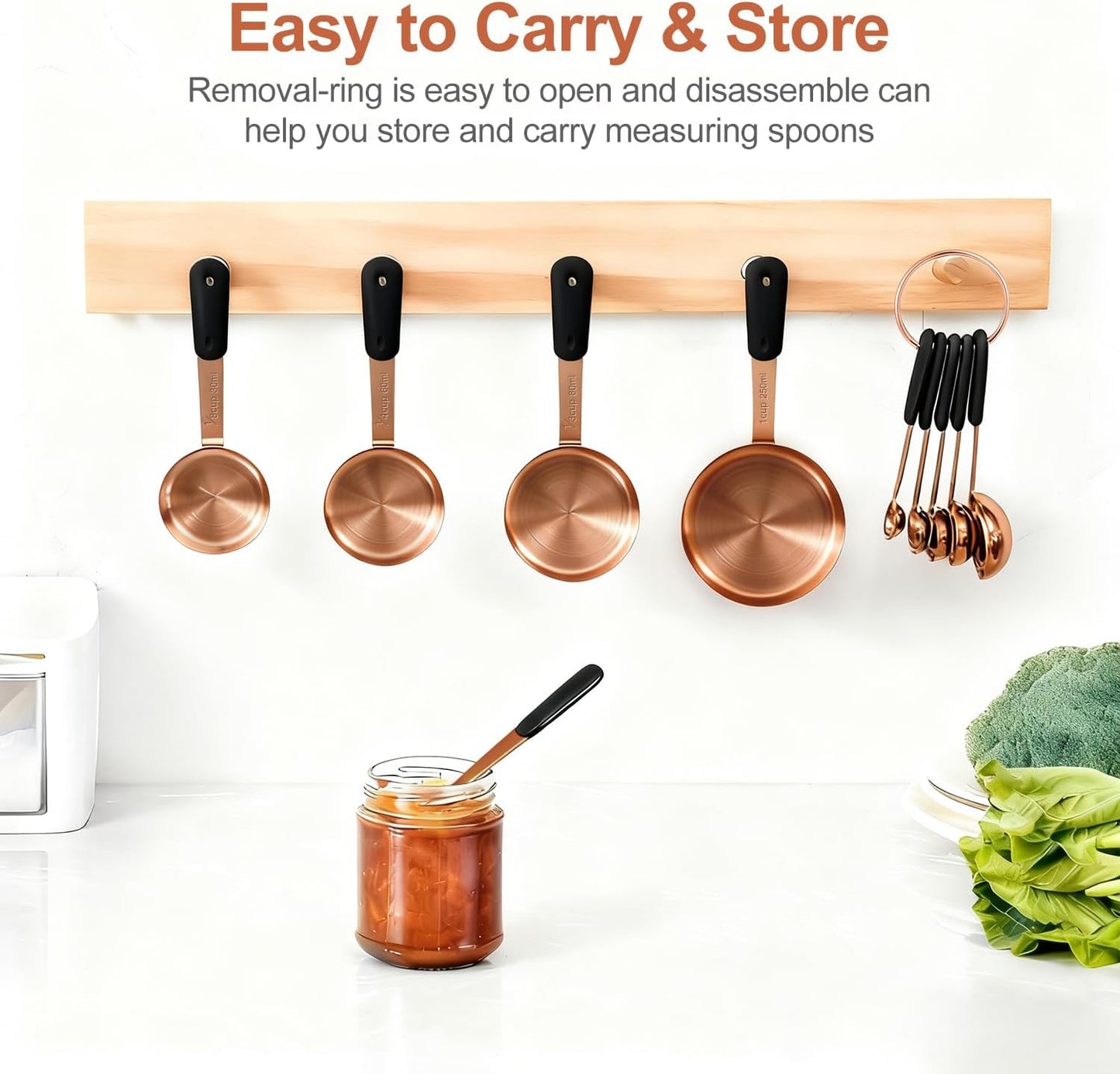 Bopei Measuring Cups and Spoons Set Stainless Steel 10 Piece for Cooking and Baking (5 Cups + 5 Spoons, Colorful Handles)