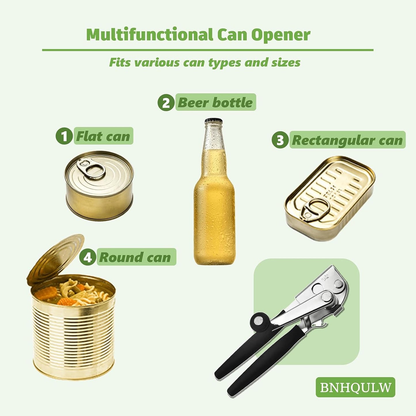 Commercial Can Opener Heavy Duty, Hand Can Opener Manual, Stainless Steel for Restaurant and Home, Black Swing Grips,for Most Bulk Size Cans.