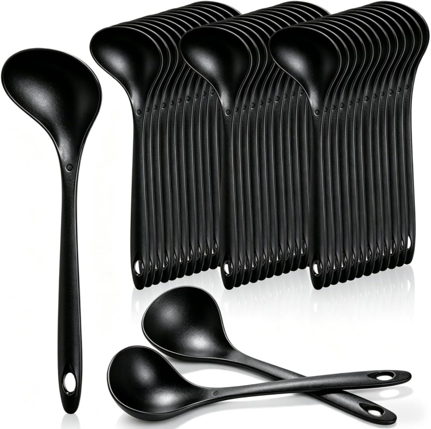40 Pack Plastic Ladle Spoons, 1.5 Oz Solid Durable Disposable Serving Spoons with Long Handle, Heat Resistant Large Soup Ladle Bulk for Party Catering Buffet Restaurant, 9 x 2.8 Inch