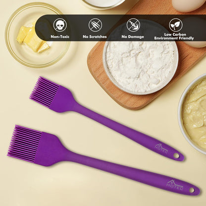 HOTEC 2 pieces Set Basting Brushes Silicone Heat Resistant Pastry Brushes Spread Oil Butter Sauce Marinades for BBQ Grill Barbecue Baking Kitchen Cooking BPA Free Dishwasher Safe (Classic Blue)