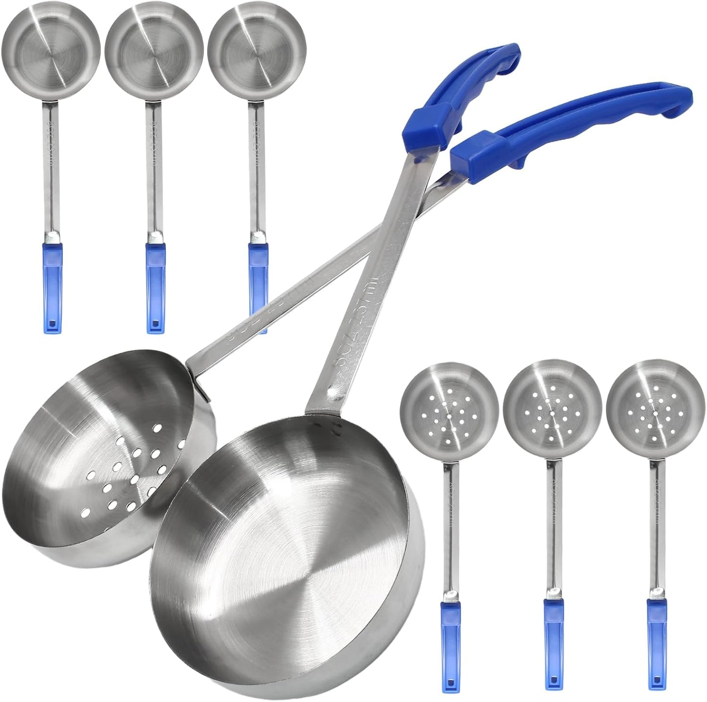 8PCS 2oz Portion Control Serving Spoons,Bariatric Serving Utensils Ideal Weight Watchers,Slotted and Unslotted Scoops,Heavy Duty Stainless Steel Utensils for Restaurants/Weight Loss(Red)