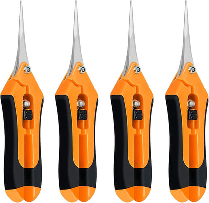 iPower 6.5 Inch Gardening Hand Pruner Pruning Shears Trimming Scissors with Straight Stainless Steel Blades for Bonsai, Herb, Bud, Hedge, 4-Pack, Yellow