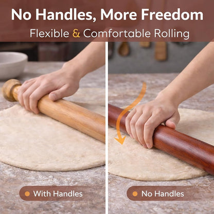 17 Inch French Rolling Pin, Wooden Dough Roller for Baking, Solid Wood Tapered Rolling Pin for Pizza, Pie Crust, Cookies, Pastry, Non-Stick, Easy Control Kitchen Baking Tool, European Beech Wood