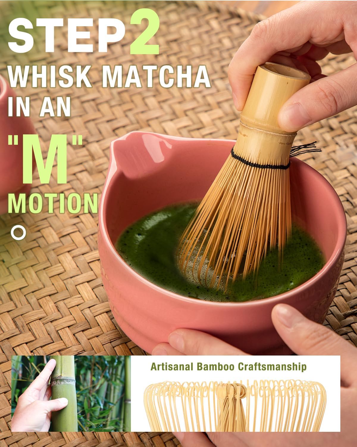 Matcha Whisk Set - 5PCS Matcha Set Includes 17OZ Chawan with Spout, Bamboo Chasen Whisk with Ceramic Holder, Matcha Scoop and Stainless Sifter, Matcha Kit for Ceremony, Gift for Matcha Lovers