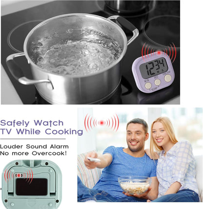 Weewooday 24 Pcs Digital Kitchen Timer Magnetic Timer Bulk On/Off Switch Minute Second Count up Countdown Loud Alarm for Exercise Cook Baking (Black,White)