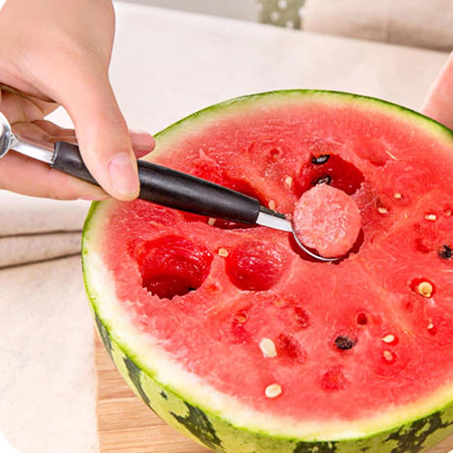 2 Pack Melon Baller Scoop Set Stainless Steel Double-headed Carving Knife Watermelon Cantaloupe Scooper for Cutting and Scooping Fruit Melons