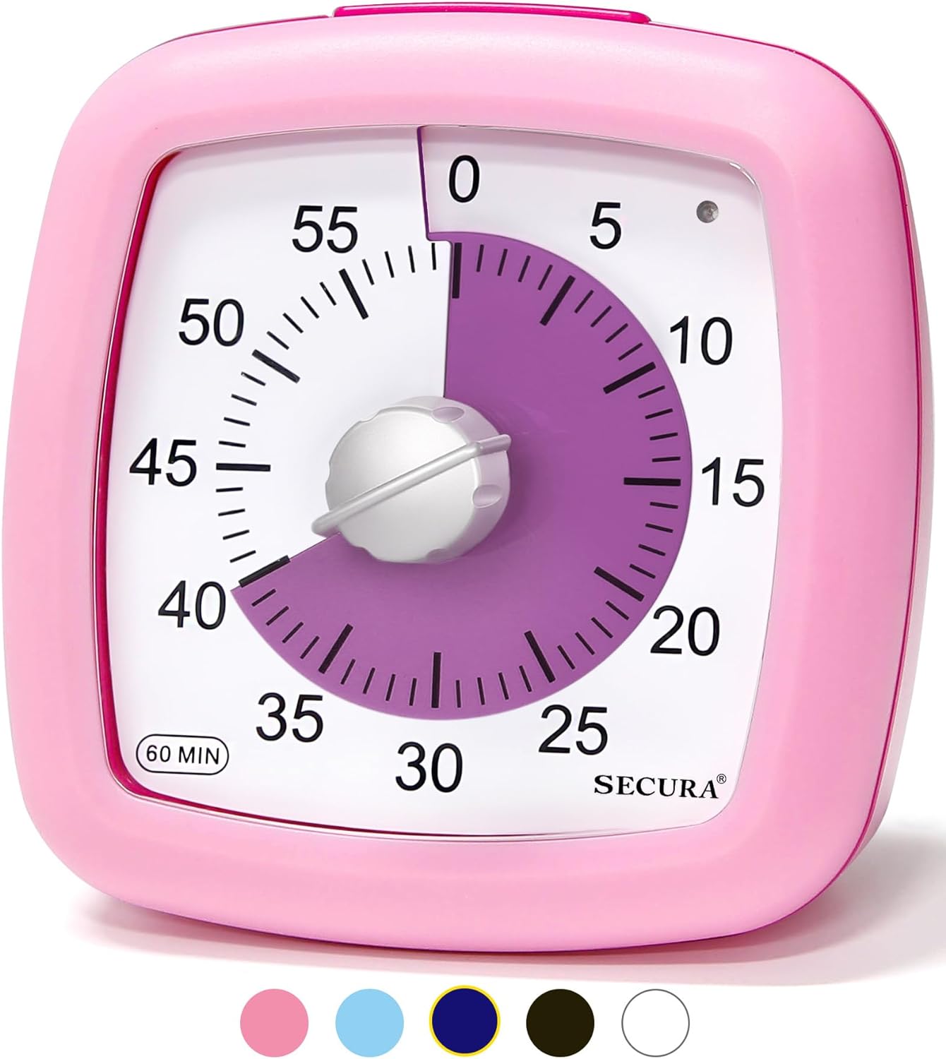 Secura 60-Minute Visual Timer, Silent Study Timer for Kids and Adults, Time Clocks, Time Management Countdown Timer for Teaching (Navy Blue & Navy Blue)