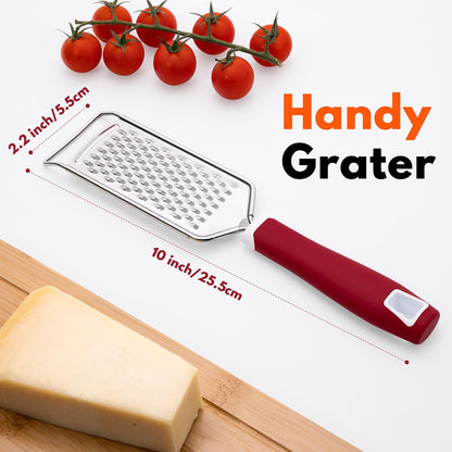 Rainspire Professional Cheese Graters for Kitchen Stainless Steel Handheld, Metal Lemon Zester Grater With Handle For Cheese, Chocolate, Spices, Kitchen Gadgets And Tools, Soft Grip Handle, Black