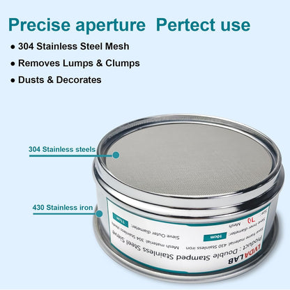 304 Stainless Steel Mesh Lab Sieve, 325 Mesh (0.045mm) Aperture Test Sieve, 4inch(10cm) Economy Standard Analysis Sample Test Sieves for Industrial Laboratory Homes - Colors B