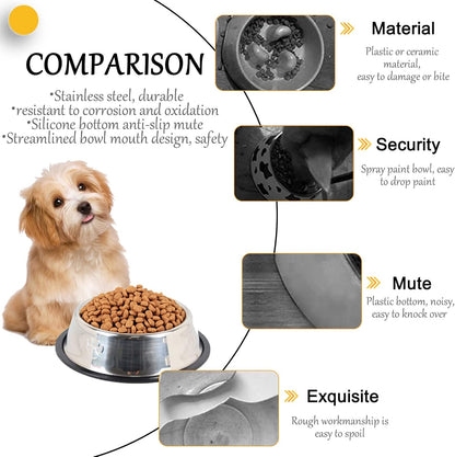 Hamiledyi Stainless Steel Dog Cat Bowl with Rubber Base 4 Pack Pet Feeder and Water Bowls Stackable Non-Slip Puppy Dishes for Small Medium Animals Kitten Rabbit