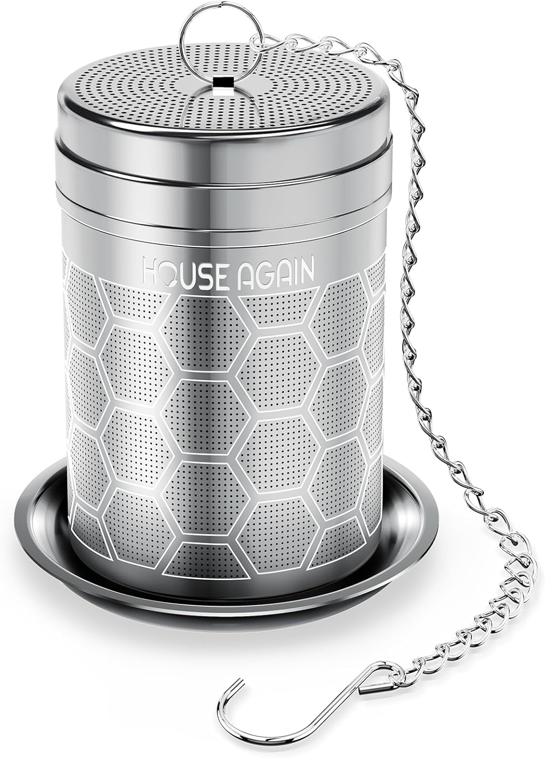 House Again Tea Infusers, Extra Fine Mesh Tea Strainers for Loose Tea, Updated Slim Threaded Lid & 304 Stainless Steel, Loose Leaf Tea Steeper for Brew Tea Spices & Seasonings