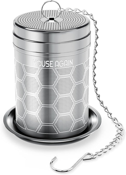 House Again Tea Infusers, Extra Fine Mesh Tea Strainers for Loose Tea, Updated Slim Threaded Lid & 304 Stainless Steel, Loose Leaf Tea Steeper for Brew Tea Spices & Seasonings