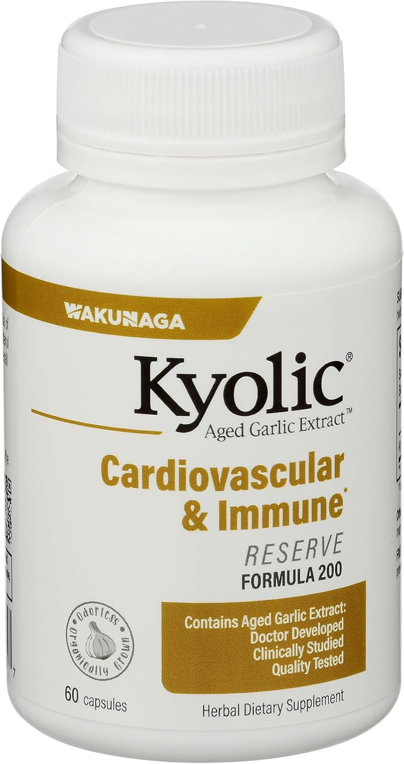 Kyolic Aged Garlic Extract Formula 200, Cardiovascular & Immune*, Reserve, 60 Capsules