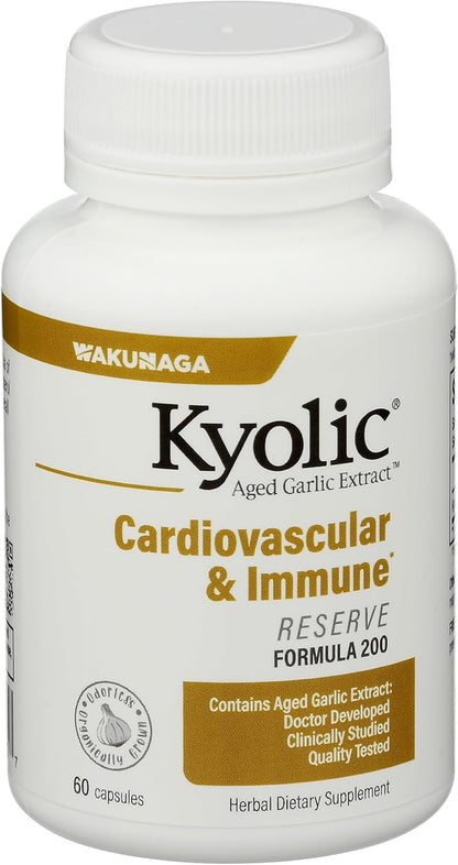 Kyolic Aged Garlic Extract Formula 200, Cardiovascular & Immune*, Reserve, 60 Capsules