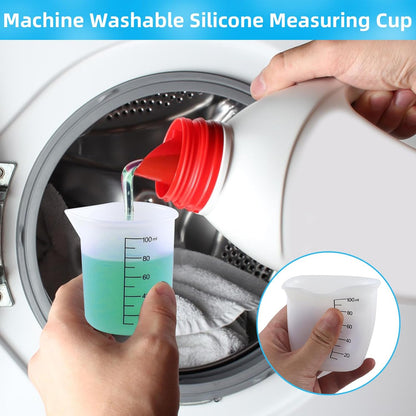 4 Pack Reusable Silicone Measuring Cups,100ml Laundry Detergent Dispenser,Liquid Measuring Cups for Laundry Room,Bathroom,Dormitory,DIY,Art & Craft