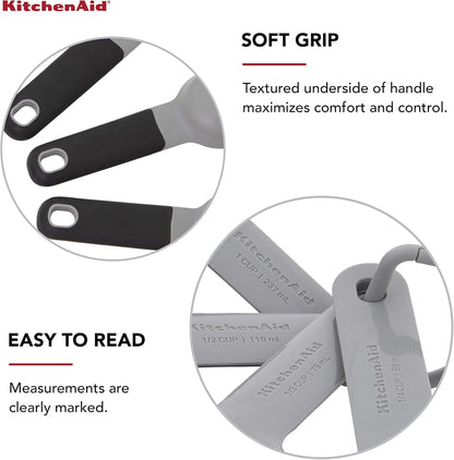 KitchenAid Universal Easy To Read Measuring Cup and Spoon Set with Soft Grip Handle for Maximum Control, Hang Hole and Nesting For Easy Storage, Dishwasher Safe, 9 Piece, Pistachio