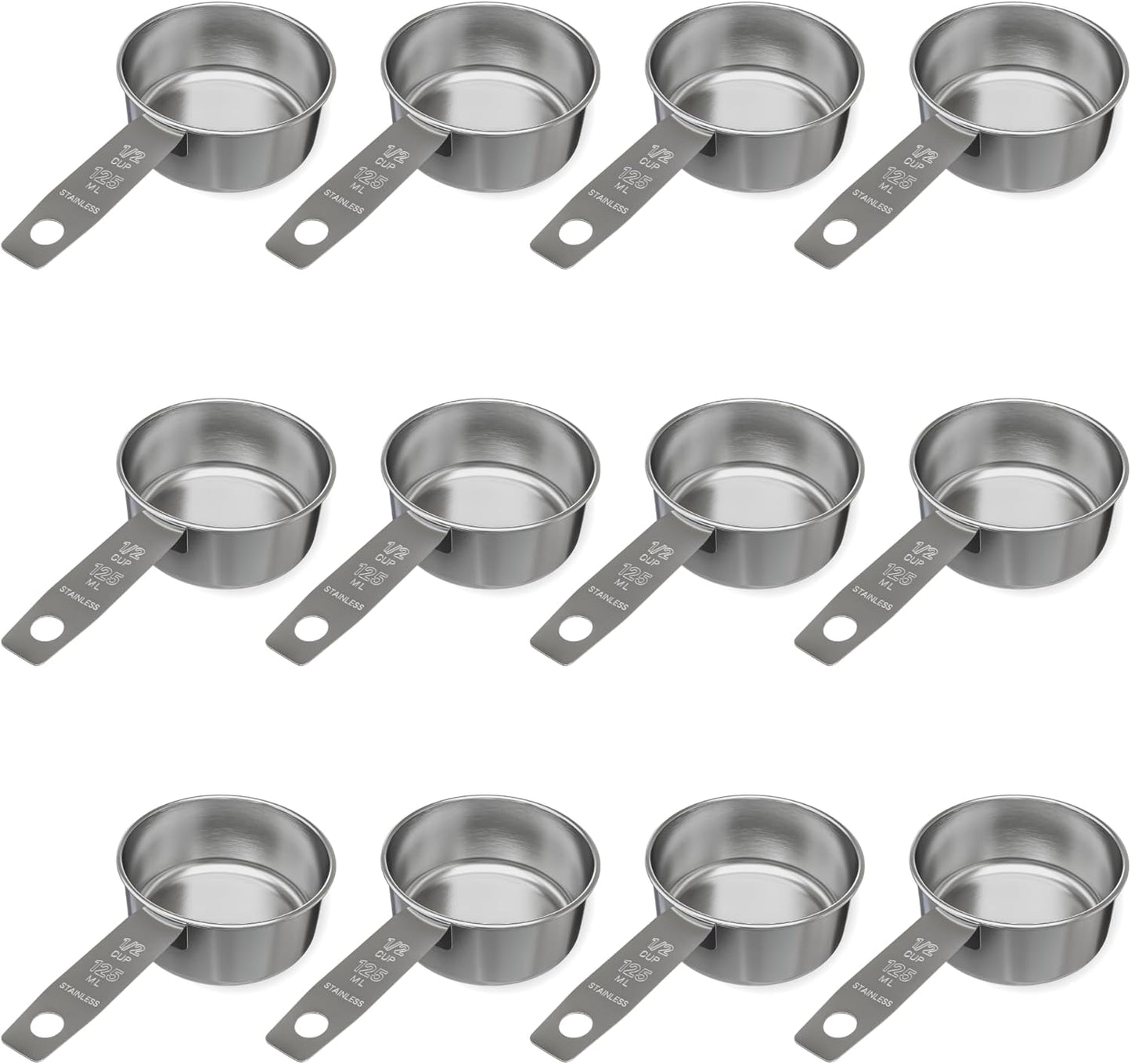 1/8 Cup Stainless Steel Measuring Cup | Sturdy Metal 30 ml | 30 cc | 1 oz | Single Cup for Wet and Dry Ingredients | Great for use as 1/8 Cup Coffee Scoop - 1 PK