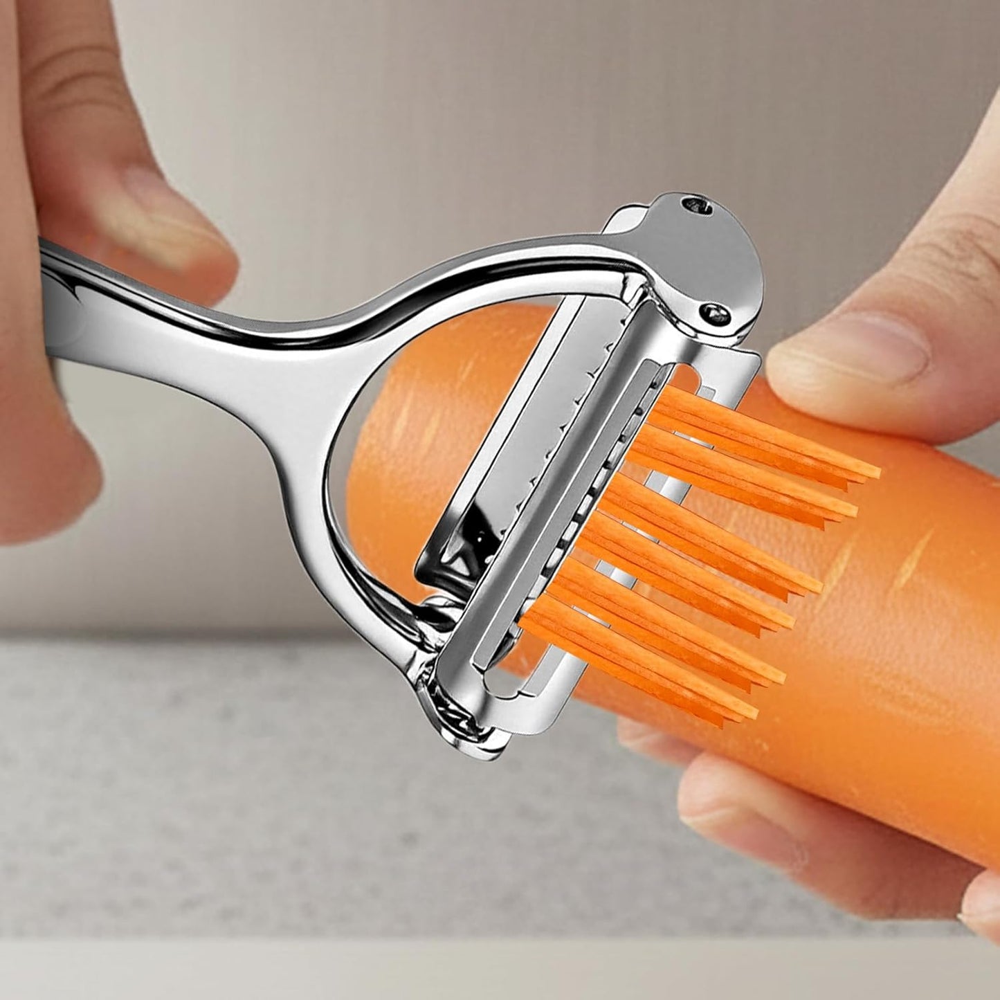 Vegetable Peeler Grater 2-in-1 Double-Sided Blade Fruit Slicer Julienne Cutter with Handle Multifunction Peeler for Kitchen Carrot Cucumber Potato Veggie Cooking Tools, Zinc Alloy