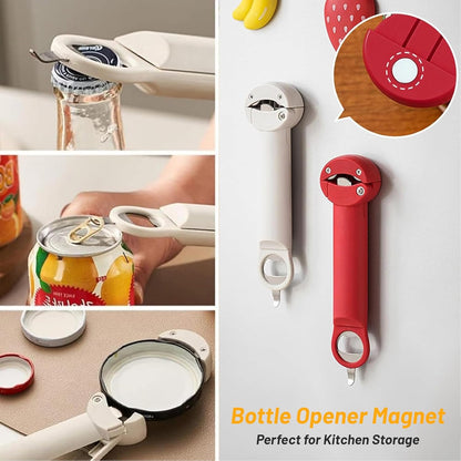 3 in 1 Jar Opener Bottle Opener Beer Soda Can Opener Manual, Adjustable Cap Screwer Jar Openers for Weak Hands Gifts for Seniors or Arthritis, Bottle Opener Magnet for Kitchen Storage (Beige)
