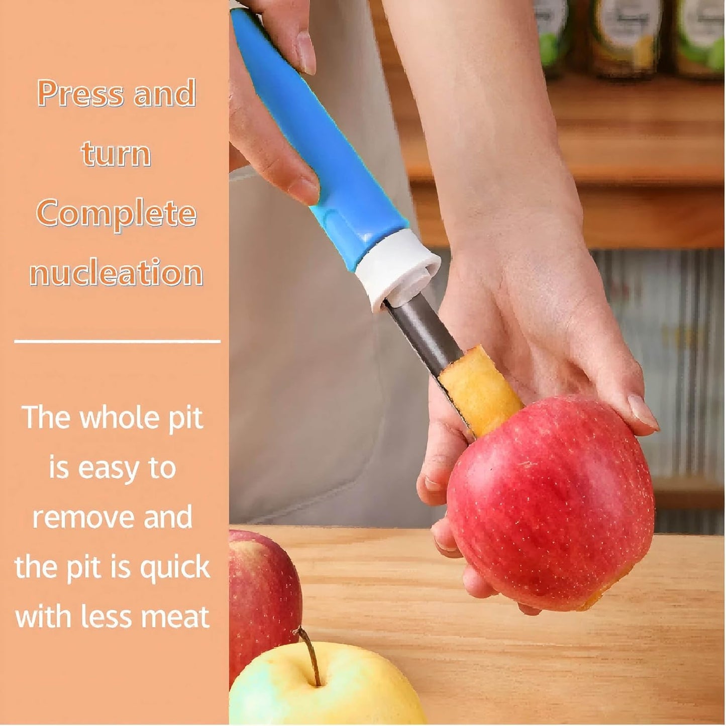 2-in-1 Retractable Fruit Corer and Peeler, Stainless Steel Vegetable Peeler and Core Remover Tool for Apples, Pears, Potato, Ergonomic Kitchen Gadget for Food Prep, Red, 8.86 x 1.3 in