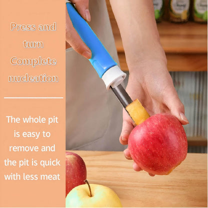 2-in-1 Retractable Fruit Corer and Peeler, Stainless Steel Vegetable Peeler and Core Remover Tool for Apples, Pears, Potato, Ergonomic Kitchen Gadget for Food Prep, Red, 8.86 x 1.3 in