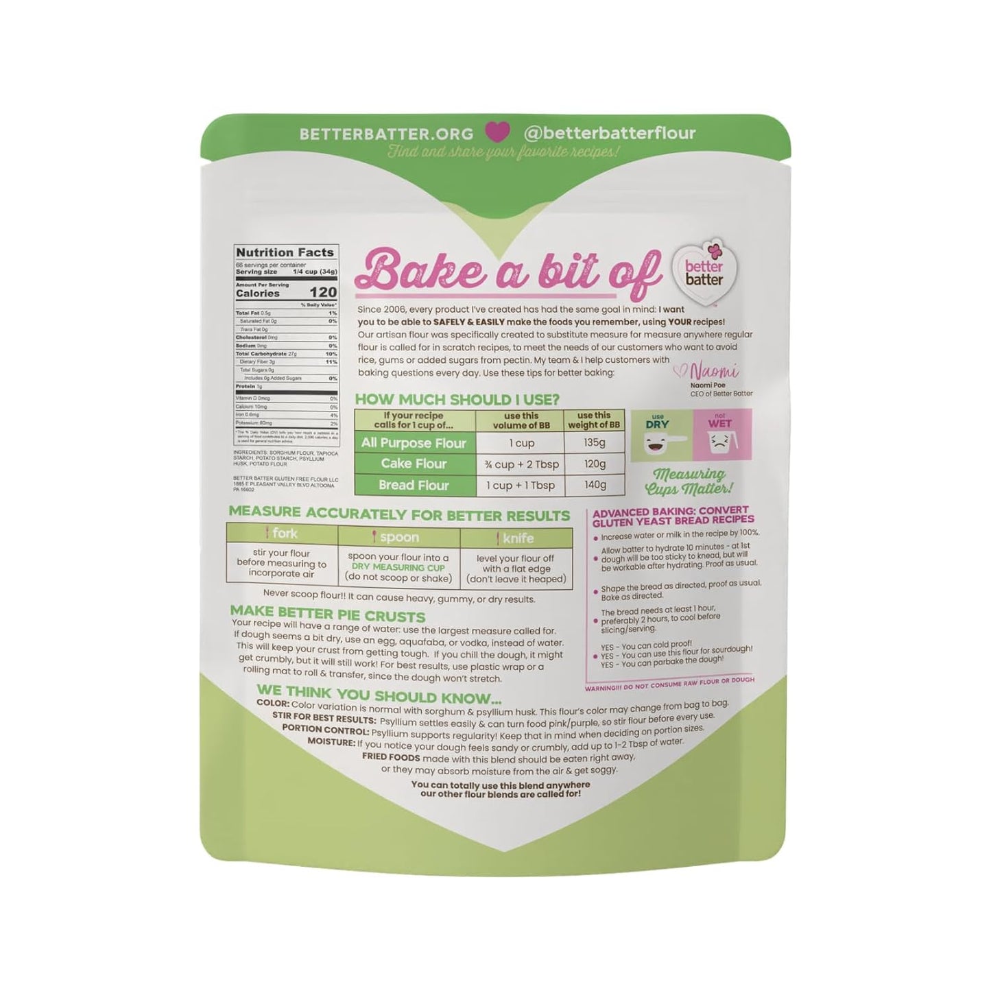Better Batter Original Blend Multipurpose Gluten Free Flour 2.5lb – Certified GFCO, Vegan, Kosher, Non-GMO – Top 9 Allergen Free, Award Winning Cup-for-Cup Baking Alternative to Regular Wheat Flour