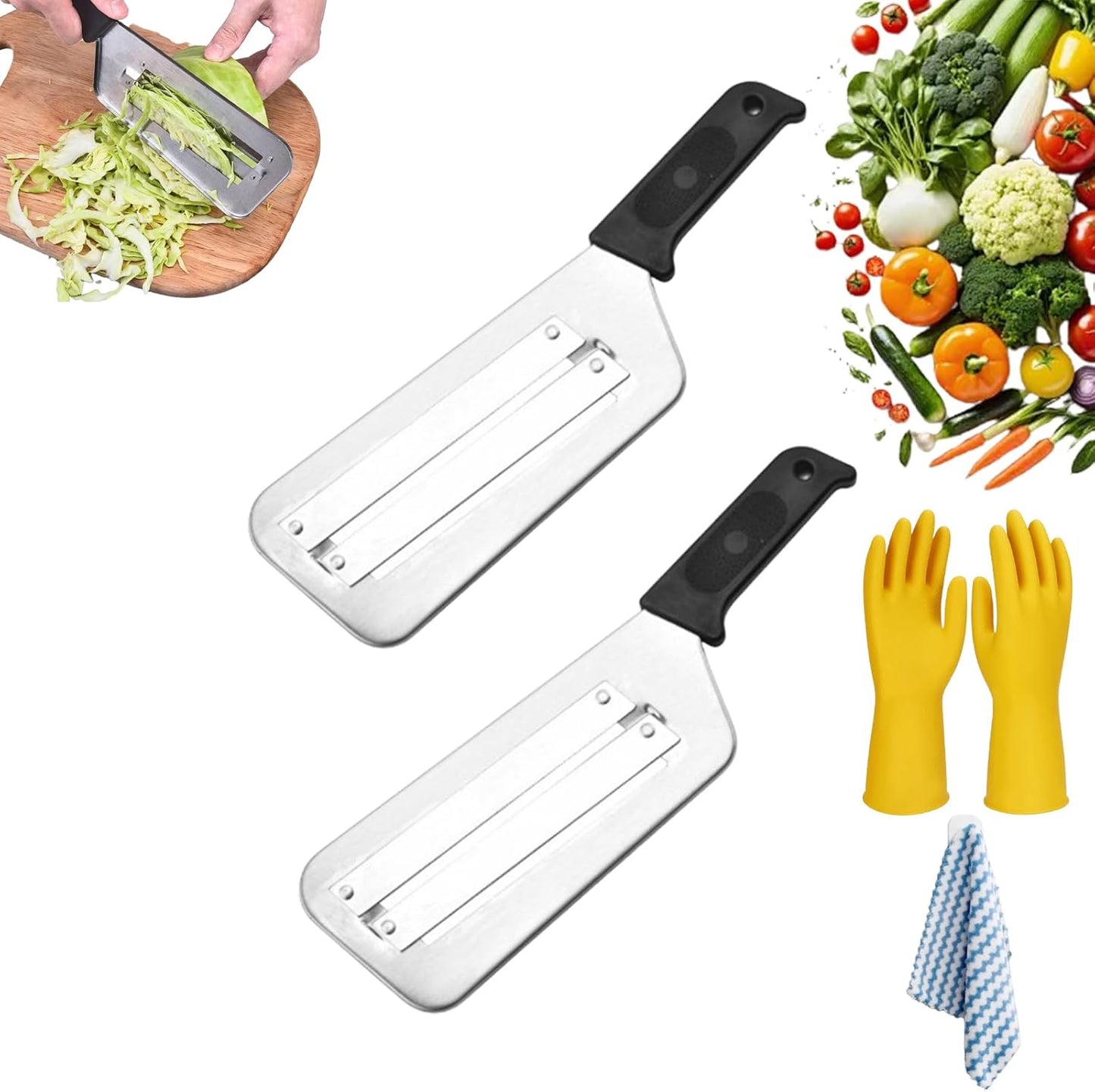Dual Blade Julienne Cutter, Julienne Peeler Vegetable Peeler, Stainless Steel Shredder Knife, Stainless Steel Dual Blade Julienne Cutter, 2025 New Cabbage Shredder (Black)