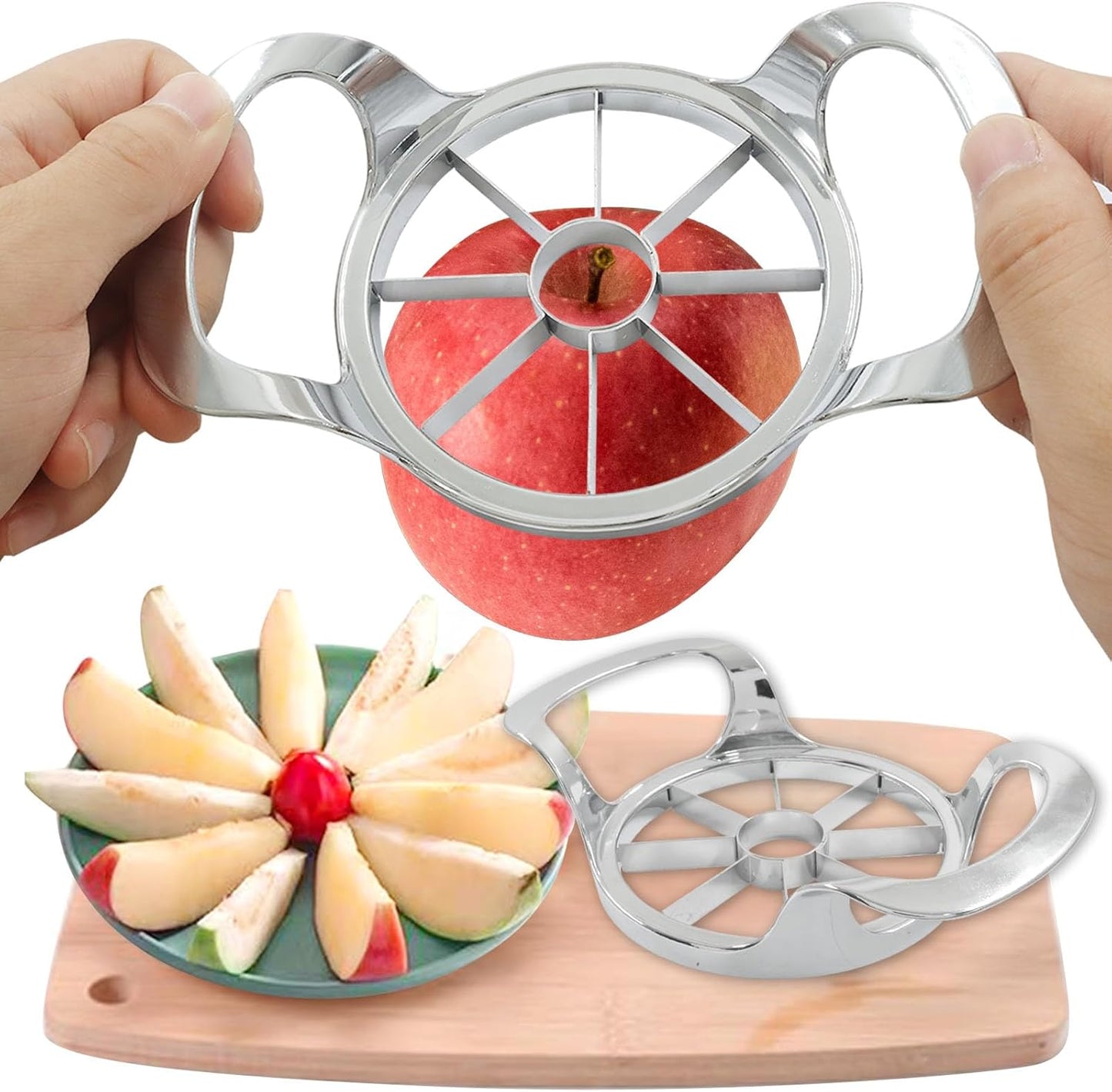 8-Blade Extra Large Apple Slicer, Heavy Duty Apple Cutter Stainless Steel Apple Corer, Sharp Fruit Divider Easy to Use for Kitchen/Home Cooks