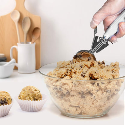 Meadow Lane Trigger Scoop - #24 Size (2-in Diameter) 2.7 Tbsp Capacity, Stainless Steel, Portion Control, Ice-cream & Cookie Dough Scoop, Black