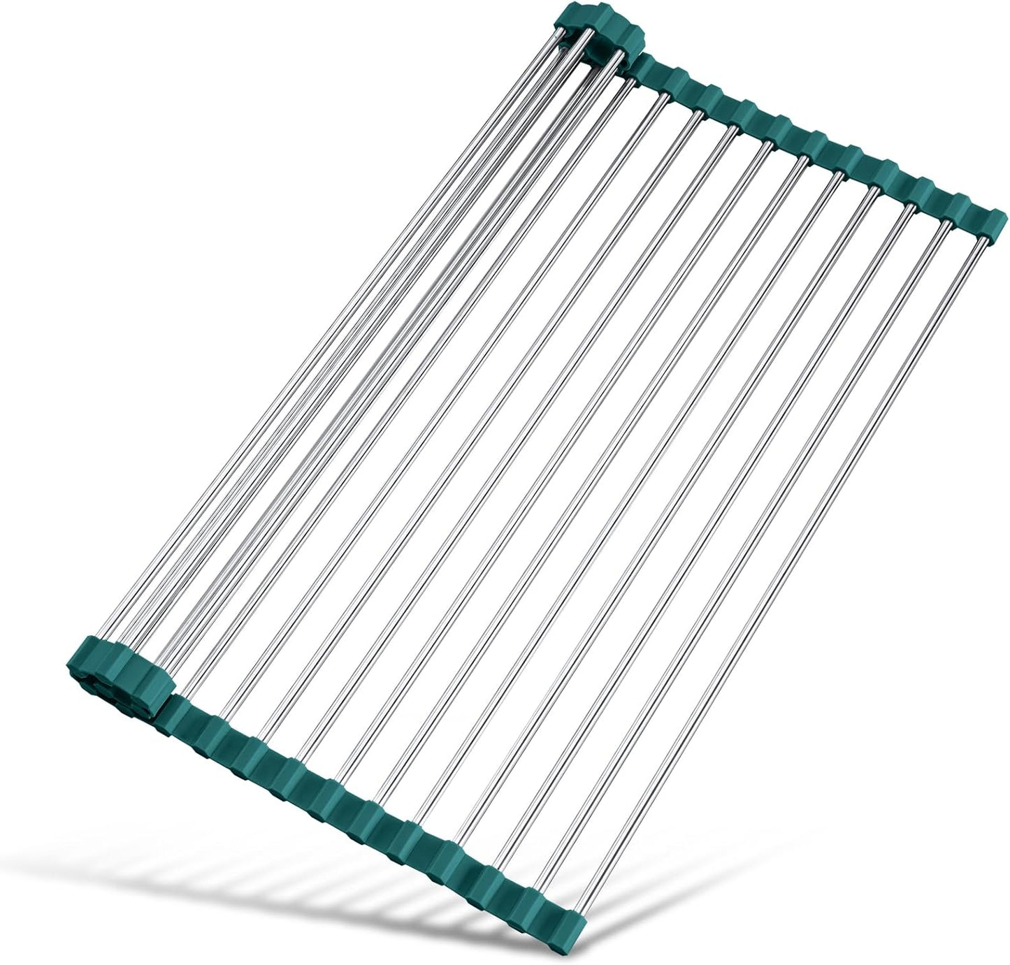 Tomorotec 17.7" x 15.5" Roll Up Dish Drying Rack Over Sink Drying Rack Sink Cover Kitchen Sink Accessories Gadget Multipurpose Organizer Foldable Stainless Steel Drainer