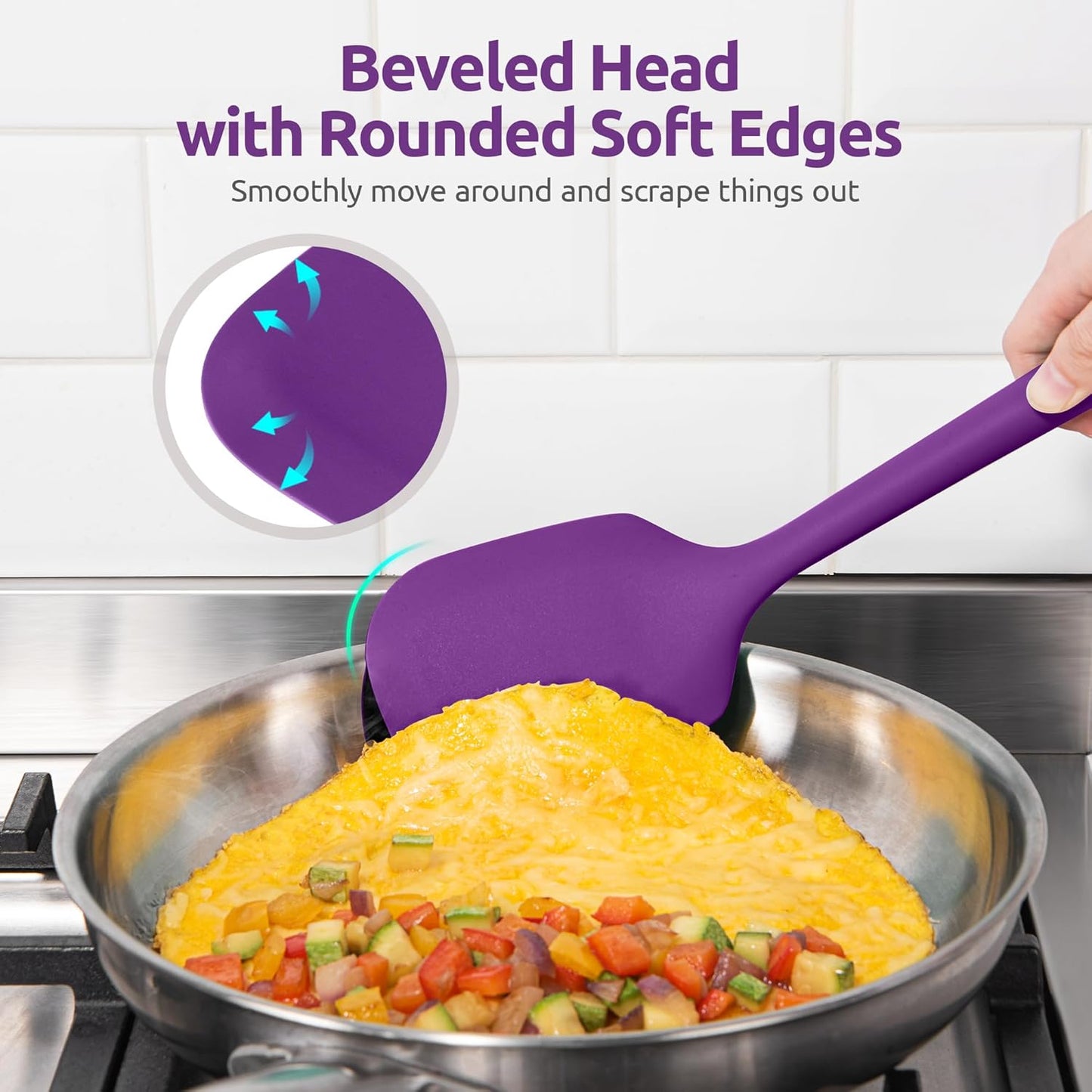 Silicone Kitchen Cooking Utensil Set: U-Taste High Heat Resistant 13.6in Long Kitchen Gadgets, BPA Free Non Stick Rubber Cook Accessories For Stir Frying, Serving, Basting, Mixing (5 Pieces, Black)