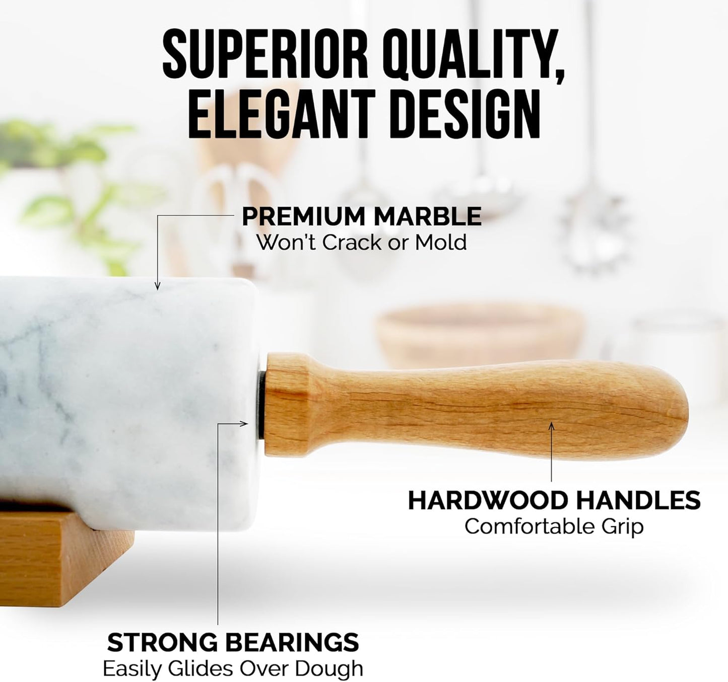 Zulay Kitchen 15.9 inch Professional Stainless Steel Rolling Pin - Lightweight Metal French Rolling Pin - Perfect for Baking, Fondant, Pizza Dough Roller, Dumpling