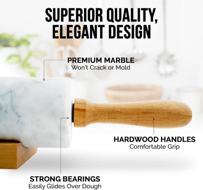Zulay Kitchen 15.9 inch Professional Stainless Steel Rolling Pin - Lightweight Metal French Rolling Pin - Perfect for Baking, Fondant, Pizza Dough Roller, Dumpling