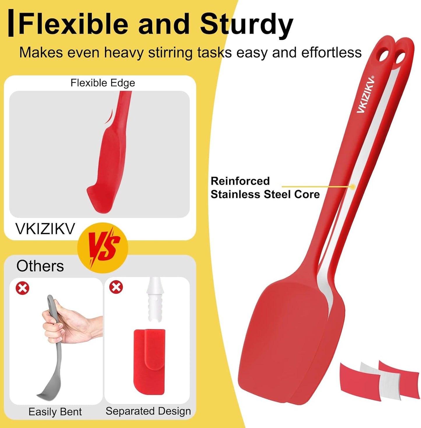 4 Pcs Silicone Spoon Spatula Set, 11.4 In, Food Grade Rubber Spatulas for Cooking, Baking, Mixing, 600°F Heat Resistant, Nonstick and Flexible Kitchen Utensils, Seamless Spoonula (Black)