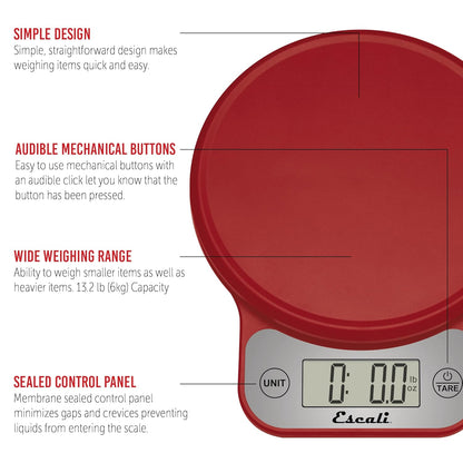 Escali Telero Digital Food Scale, High Precision Kitchen Scale for Cooking, Baking, Portion Control, Meal Prep, Weigh in Grams and Ounces, 11 lb Capacity, Blue (T136)