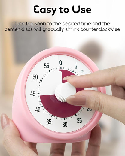 BellMan Visual Timer with Pause Button, 60 Minute Countdown Rainbow Timer for Kids and Adults with Silent Operation, Study and Meetings Time Management Tool, Design for Home, Office and Gift, White