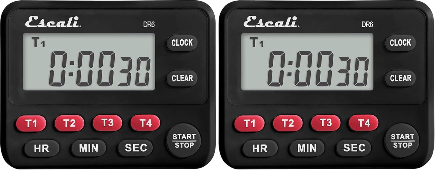 Escali Extra Loud Display Digital Kitchen Timer with Clock Mode, Recall Timer Magnetic Back