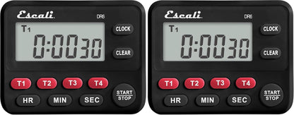 Escali Extra Loud Display Digital Kitchen Timer with Clock Mode, Recall Timer Magnetic Back