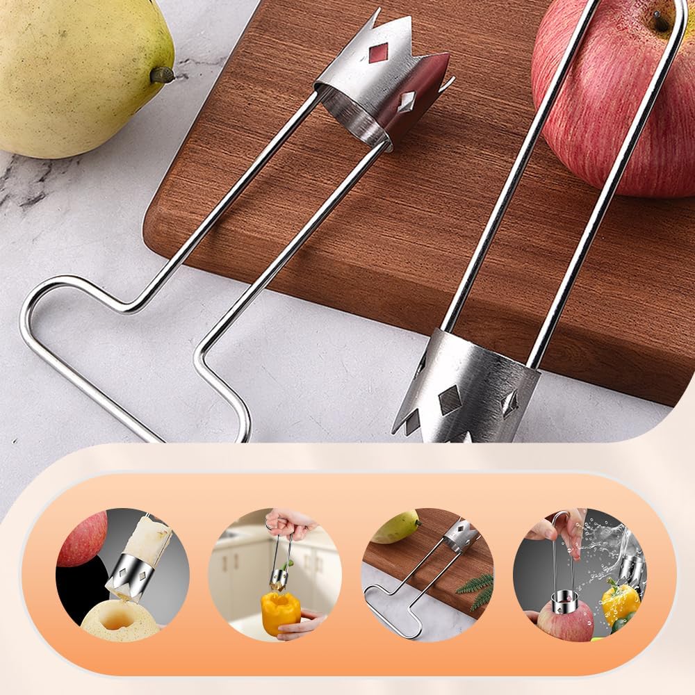 Red Bell Pepper Corer, Apple and Pineapple Corer, Kitchen Gadgets 2025 New Stainless Steel Corers Remover Tool for Fruit and Vegetable (SilverT)