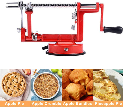 Apple Peeler Slicer Corer 3 In 1, Potato Peelers, Stainless Steel Heavy Duty with Suction Cup Base (vermilion)