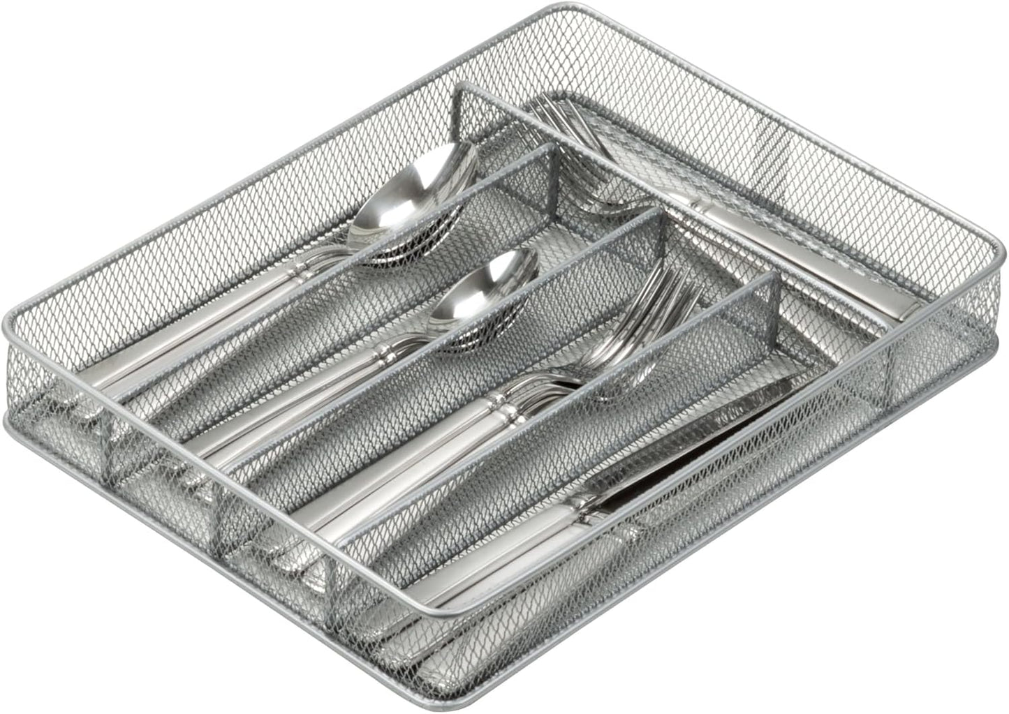 Honey-Can-Do Expandable Steel Mesh Drawer Organizer, 7 Compartments, Silver, Adjustable 11.5 to 20 Inches Wide
