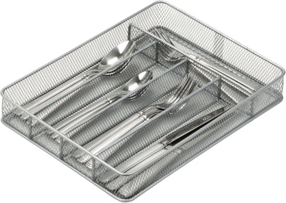 Honey-Can-Do Expandable Steel Mesh Drawer Organizer, 7 Compartments, Silver, Adjustable 11.5 to 20 Inches Wide
