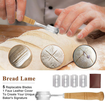 Sourdough Bread Baking Supplies: 9 Inch Round & 10 Inch Oval Banneton Bread Proofing Baskets w/Liner, Bread Lame, Dough Scrapers, Cleaning Brush, Artisan Bread Making Gifts for Bakers