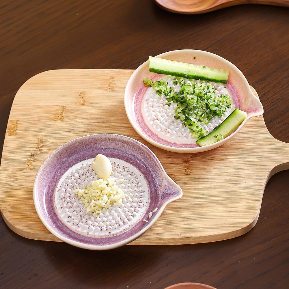 Premium Ceramic Garlic Grater Plate,Exquisitely Handcrafted Ginger Grater Plate,Modern Design Multipurpose Grinder Plates Burnishing Machine for Fruits Vegetables Ginger Garlic Onion (White)