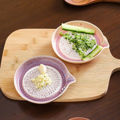 Premium Ceramic Garlic Grater Plate,Exquisitely Handcrafted Ginger Grater Plate,Modern Design Multipurpose Grinder Plates Burnishing Machine for Fruits Vegetables Ginger Garlic Onion (White)